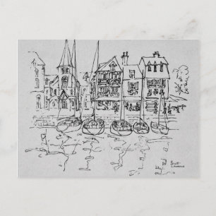 Boote im Hafen von Honfleur Normandie, Frankreic Postkarte