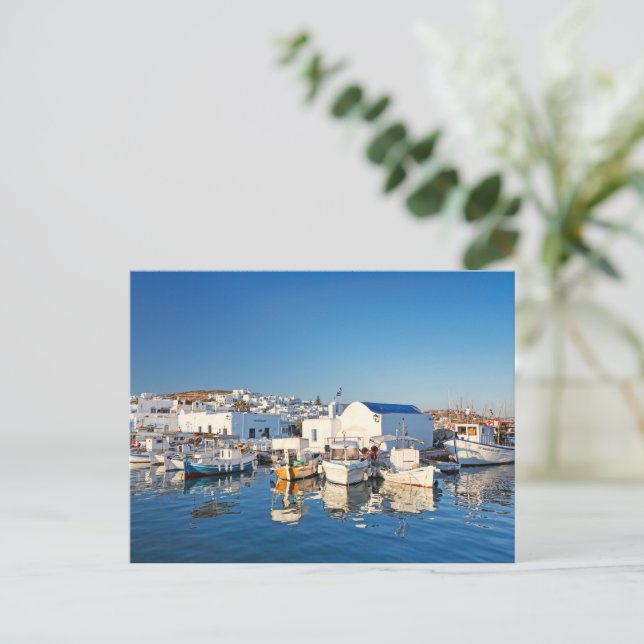 Boote im Hafen von Naousa auf der Insel Paros, Gri Postkarte (Stehend Vorderseite)