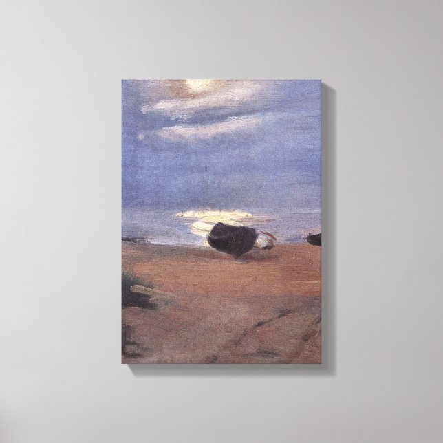 Boote im Mondlicht am South Beach, Anna Ancher Leinwanddruck (Vorderseite)