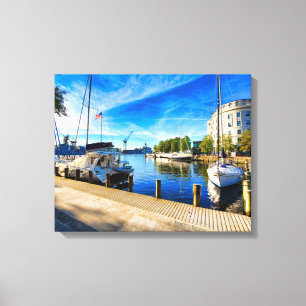 Boote im Stadtzentrum von Portsmouth Virginia Leinwanddruck