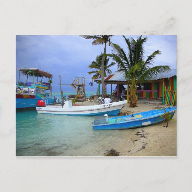 Boote in Caye Caulker, Belize Postkarte (Vorderseite)