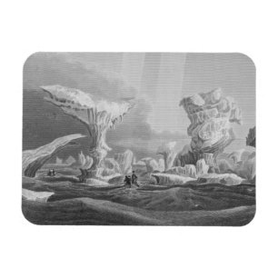 Boote in einem Schwellen unter Eis am 24. August Magnet