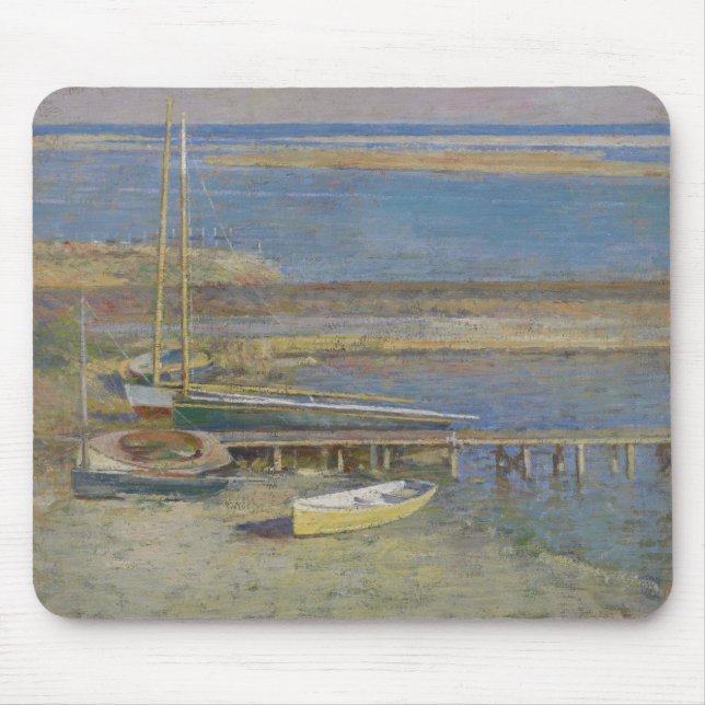 Boote in einer Landschaft (New England Landschaft) Mousepad (Vorne)