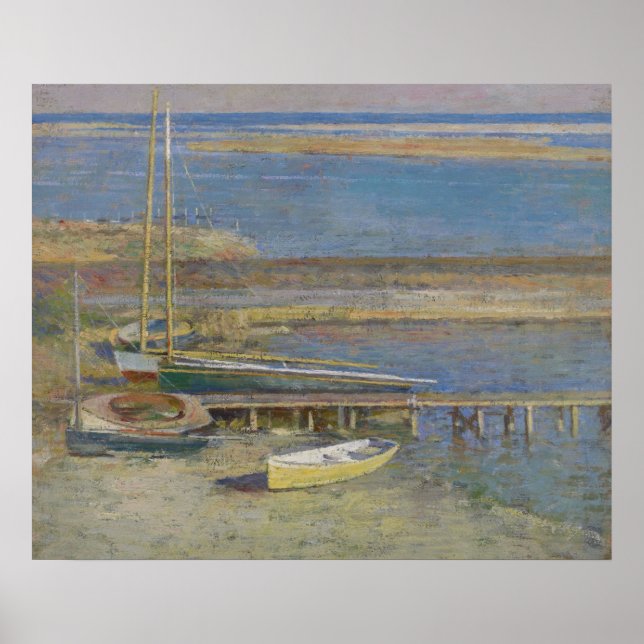Boote in einer Landschaft (New England Landschaft) Poster (Vorne)