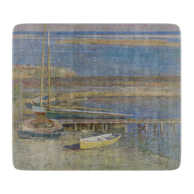 Boote in einer Landschaft (New England Landschaft) Schneidebrett (Vorderseite)