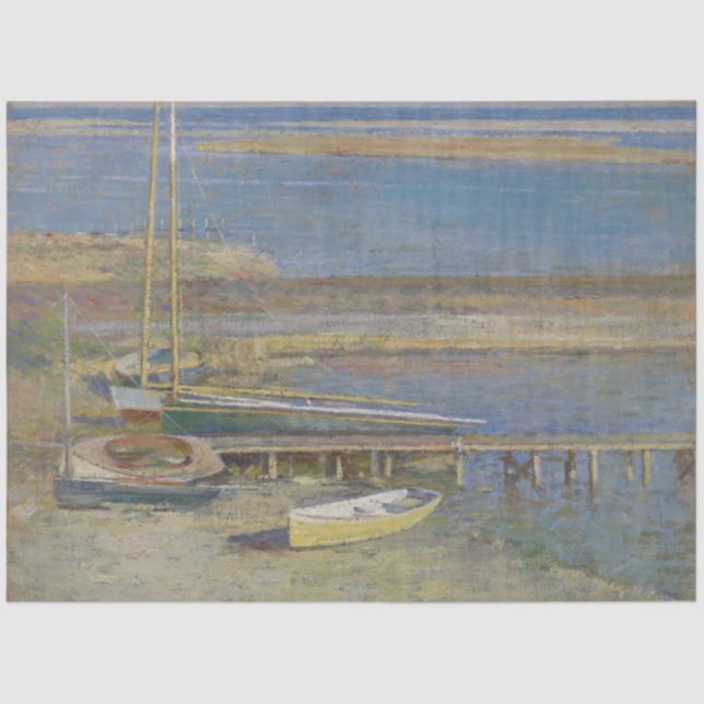 Boote in einer Landschaft (New England Landschaft) Seidenpapier (Vorderseite)