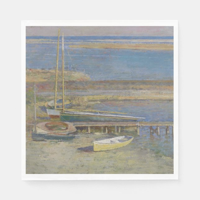 Boote in einer Landschaft (New England Landschaft) Serviette (Vorderseite)