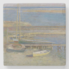 Boote in einer Landschaft (New England Landschaft) Steinuntersetzer