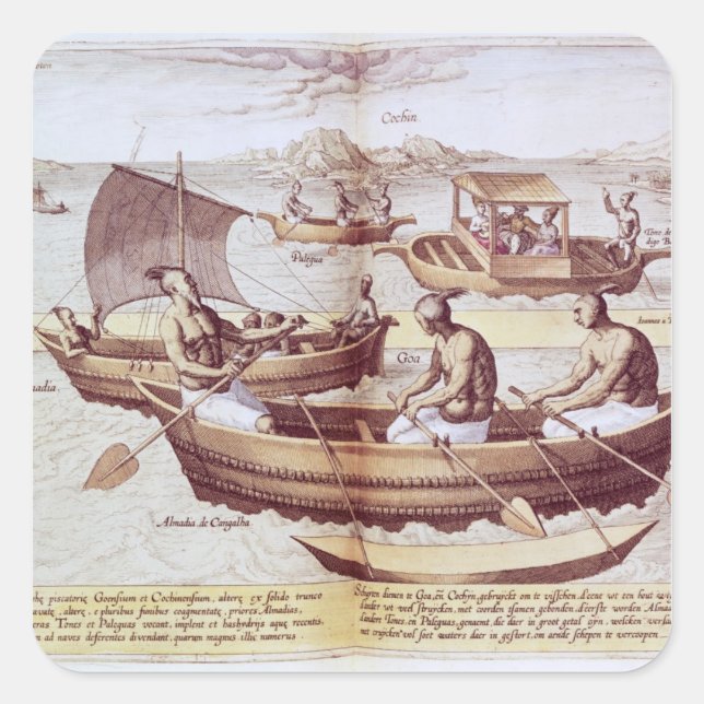 Boote in Goa Quadratischer Aufkleber (Vorderseite)
