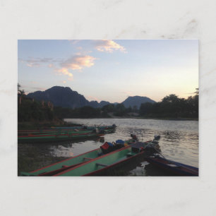 Boote in Vang Vieng Postkarte