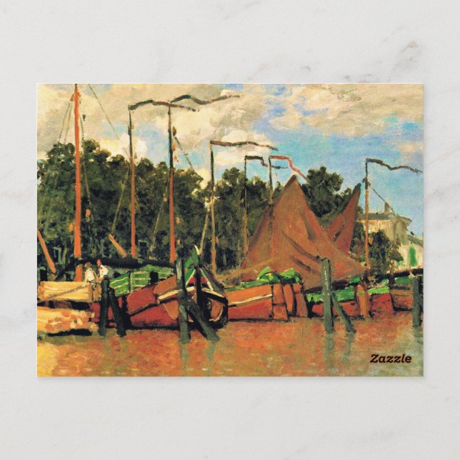 Boote in Zaandam von Claude Monet,  Postkarte (Rückseite)