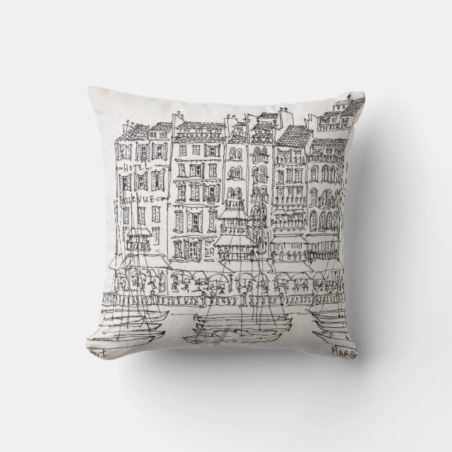 Boote mit Vieux-Port| Marseille, Frankreich Kissen (Vorderseite)