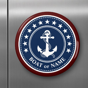 Boote oder Familienname Ankerstars Red White Blue Magnet