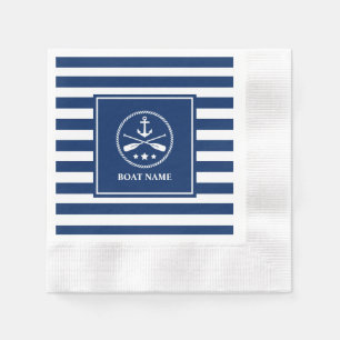 Boote oder Name Anker Oars & Sterne mit blauen Str Serviette