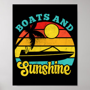 Boote Sonnenschein Retro Vintage Yacht Sonnenunter Poster