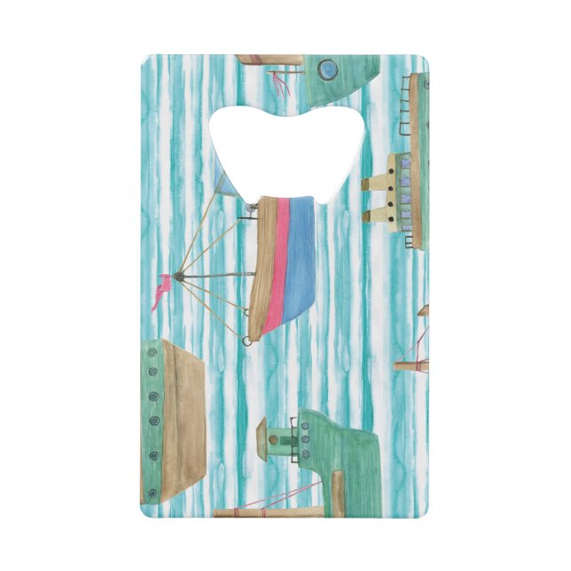 Boote Streifen: Aquarellmalerei Muster. Geldbeutel Flaschenöffner (Vorderseite)