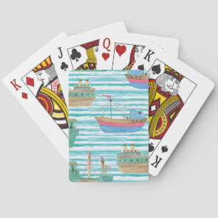 Boote Streifen: Aquarellmalerei Muster. Spielkarten