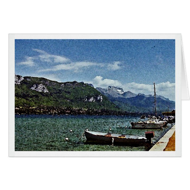 Boote- und Bergsee in Annecy Frankreich (Vorderseite (Horizontal))
