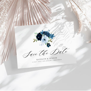 Boote und hellblaue blühende Save the Date Postkarte