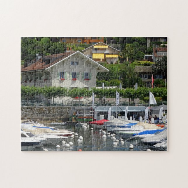 Boote und Houses, Genfer See, Schweiz Puzzle (Horizontal)