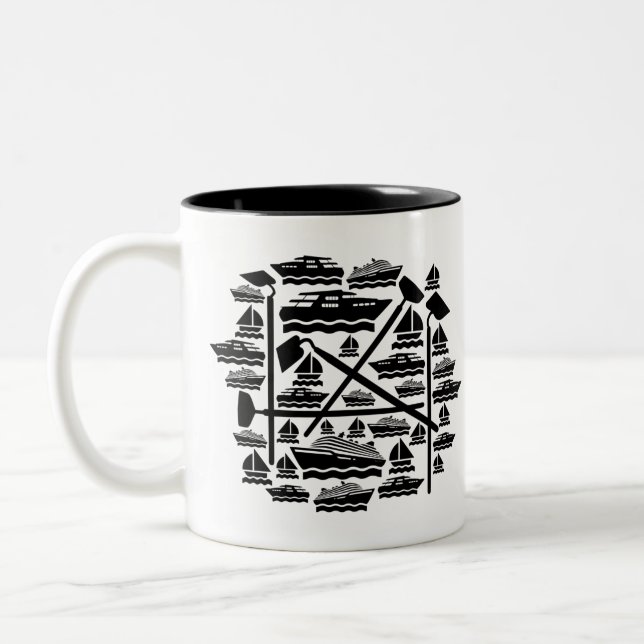 Boote und Hunde Zweifarbige Tasse (Links)
