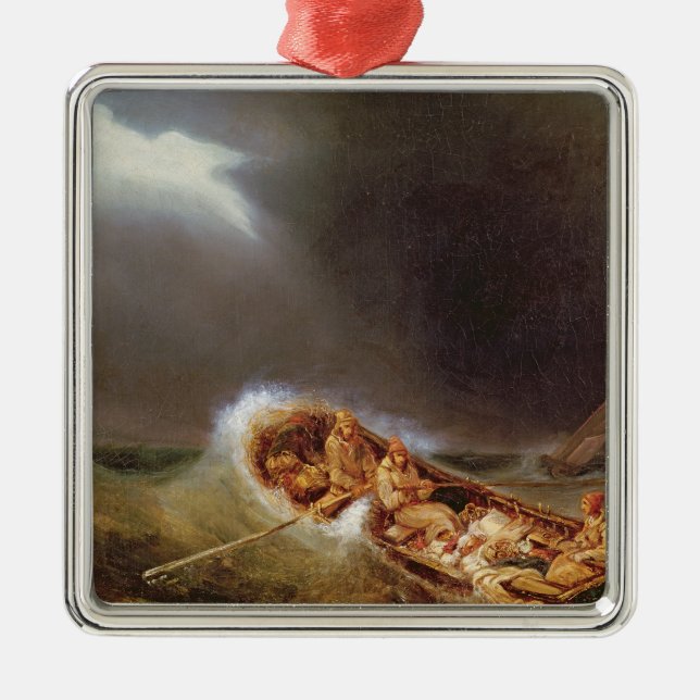 Boote von Dieppe, das vom Fischen zurückgeht Silbernes Ornament (Vorne)