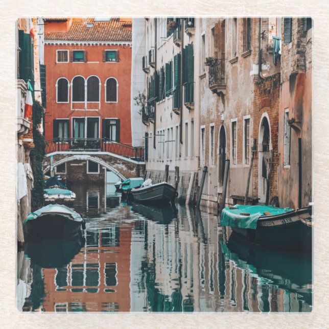 Boote von Venedig Glasuntersetzer (Vorderseite)