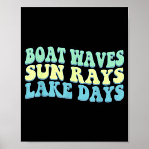 Boote Wellen Sonnenstrahlen Seetage Lustige Retro  Poster