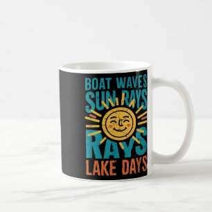 Boote Wellen Sonnenstrahlen Seetage Lustiges Retro Kaffeetasse