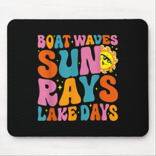 Boote Wellen Sonnenstrahlen Seetage Süß Retro 70er Mousepad
