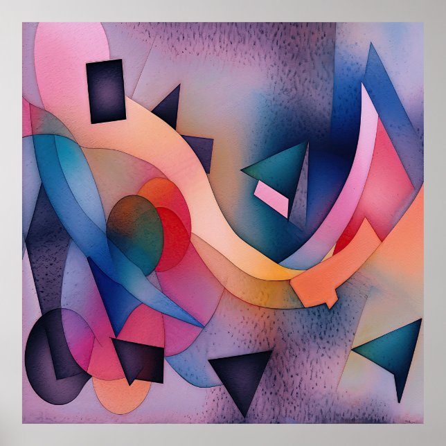 "Booten auf Wasser" Zeitgenössische Abstrakte Kuns Poster (Vorne)