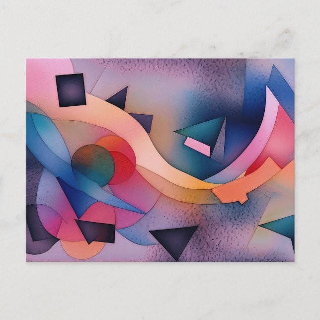 "Booten auf Wasser" Zeitgenössische Abstrakte Kuns Postkarte (Vorderseite)