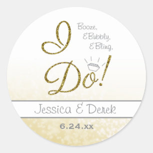 Booten, Bubbly & Bling, ich tu Gold Engagement Par Runder Aufkleber