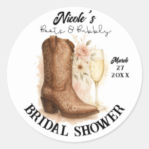 Booten und Bubbly Country Western Boot-Brautparty Runder Aufkleber
