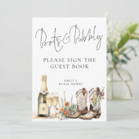 Bootet Bubbly Guest Book Brautparty Sign Card
