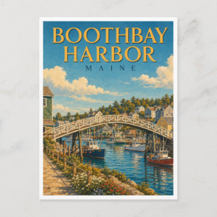 Boothbay Harbor Maine Harbor Fußgängerbrücke GeoSa Postkarte
