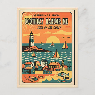 Boothbay Harbor ME Retro-Seele der Küste Postkarte