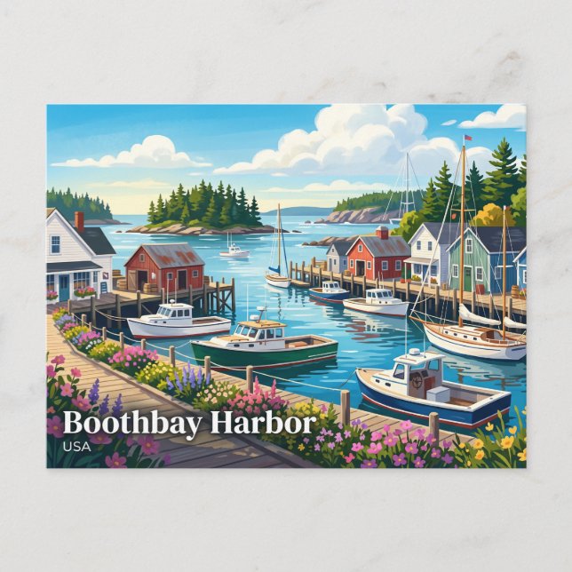 Boothbay Harbor USA Postkarte (Vorderseite)