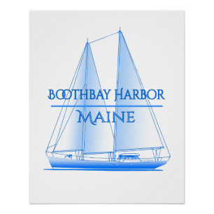 Boothbay Harbour Coastal Nautical Segelschiff Poster