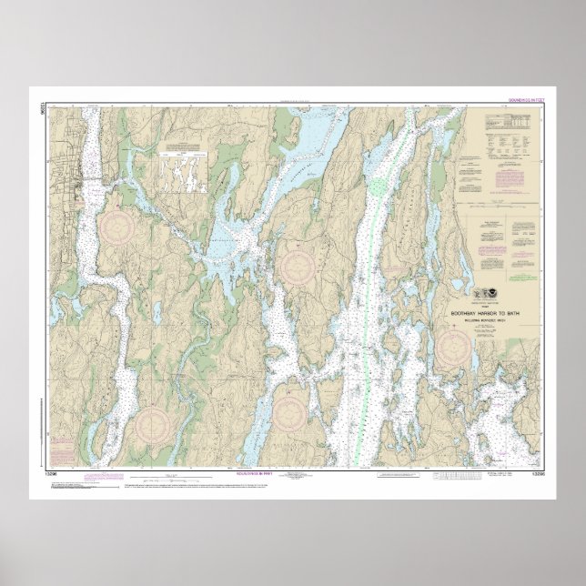 Boothbay Harbour to Bath Nautical Chart 13296 Poster (Vorne)