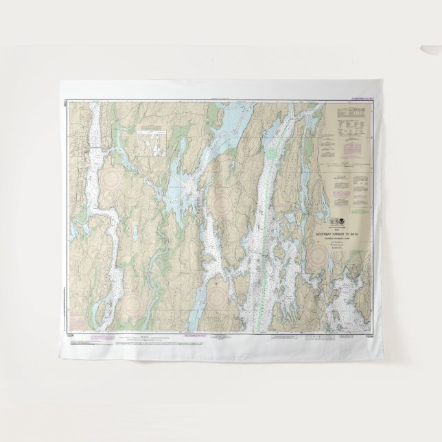 Boothbay Harbour to Bath Nautical Chart 13296 Wandteppich (Vorderseite (Horizontal))