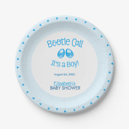 Bootie Call Blue Baby Boy Shower Paper Plate Pappteller