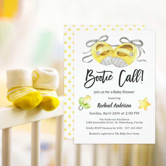 Bootie Call Whimsical Yellow Baby Shower Einladung (Von Creator hochgeladen)