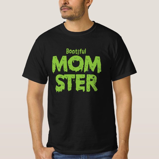 Bootie Momster Mama Funny Halloween Puns T-Shirt (Vorderseite)