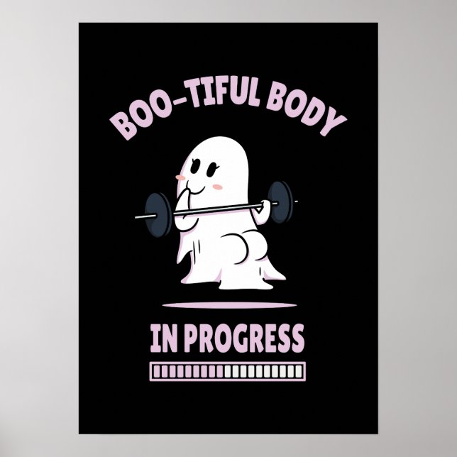 Bootiful Body - Funny Halloween Ghost Gym Lifting Poster (Vorne)