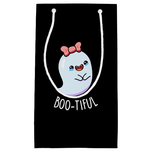 Bootiful Funny Girl Halloween Ghost Pun Dark BG Kleine Geschenktüte (Vorderseite)
