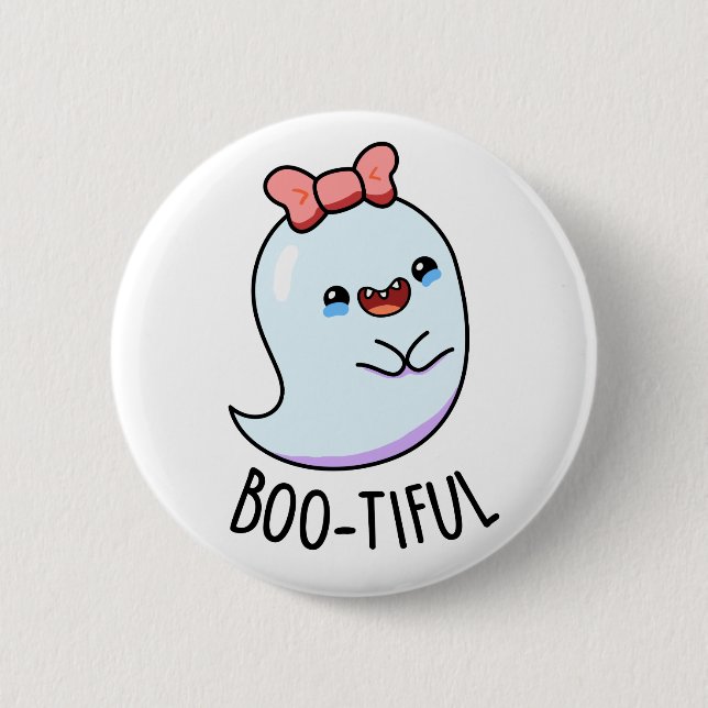 Bootiful Funny Girly Halloween Ghost Pub Button (Vorderseite)