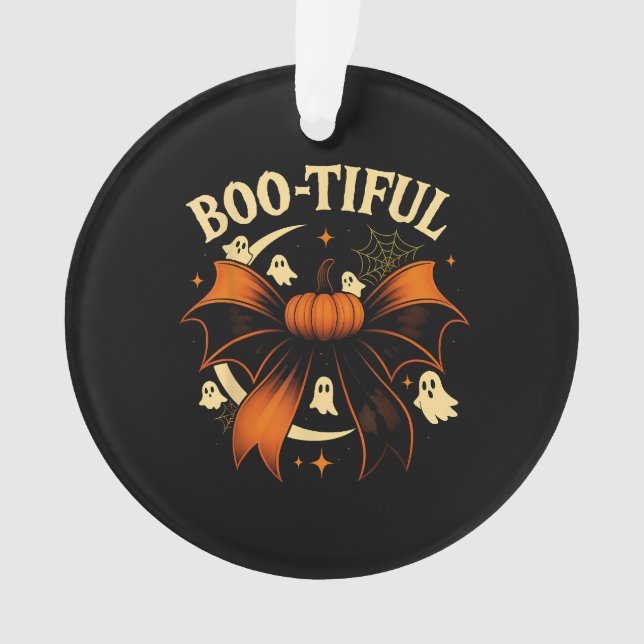 Bootiful Funny Halloween Coquette Bow Pumpkin Ornament (Vorderseite)