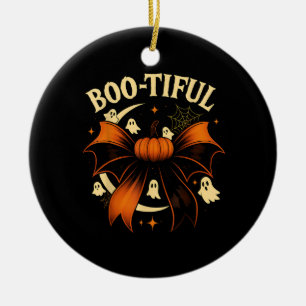 Bootiful Lustiger Halloween Coquette Bogen Kürbis Keramik Ornament