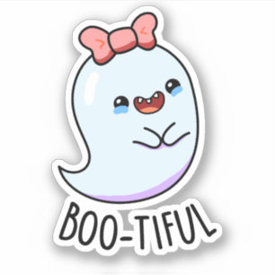 Bootiful lustiger Mädchen-Halloween-Geist Pun Aufkleber